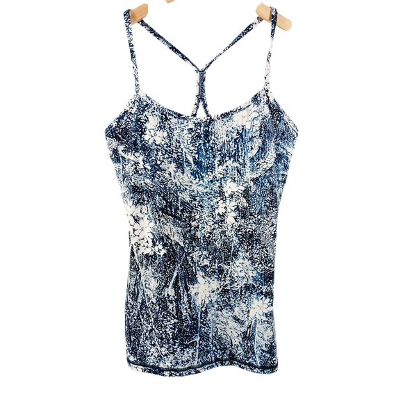 lululemon athletica Tops - Lululemon Power Y Tank *Luon in Wildwood Multi - Size 4 Blue/Navy/White Cream